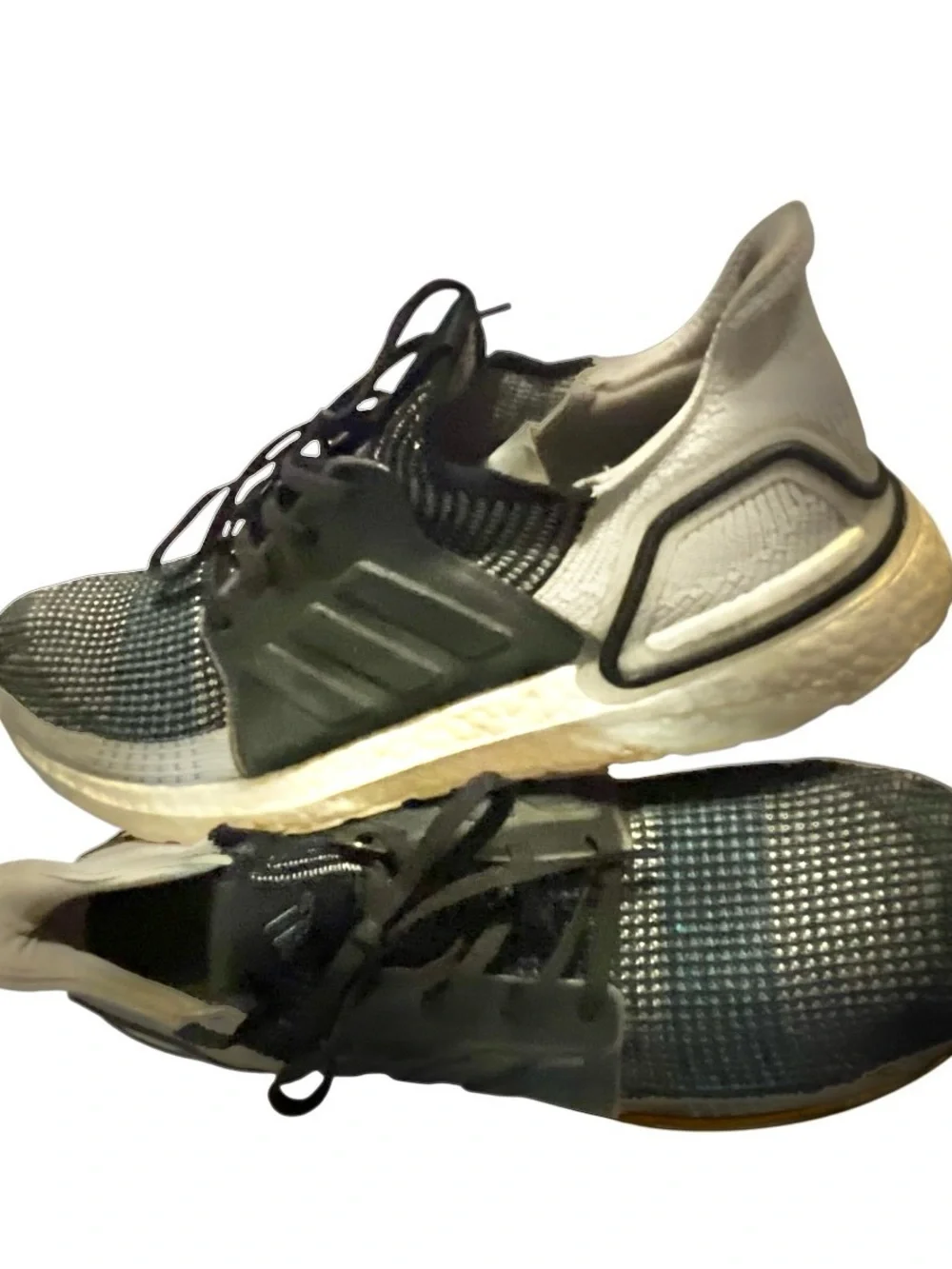 adidas Ultraboost 19 Black/Grey/Cyan Performance Running Sneakers size 12 School